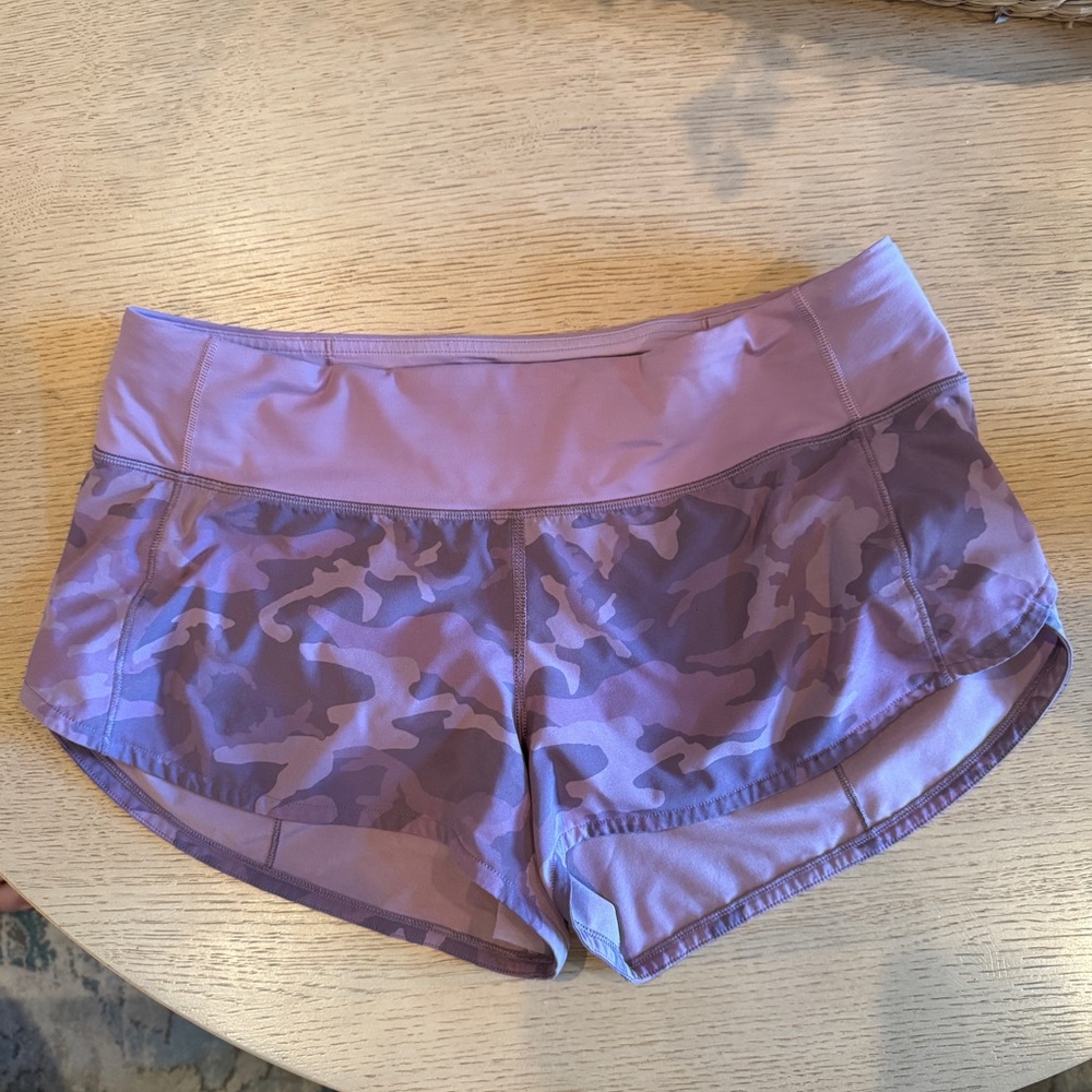 Lululemon Speed Up Lined Shorts Incognito Camo Pink Taupe Women’s Size 6